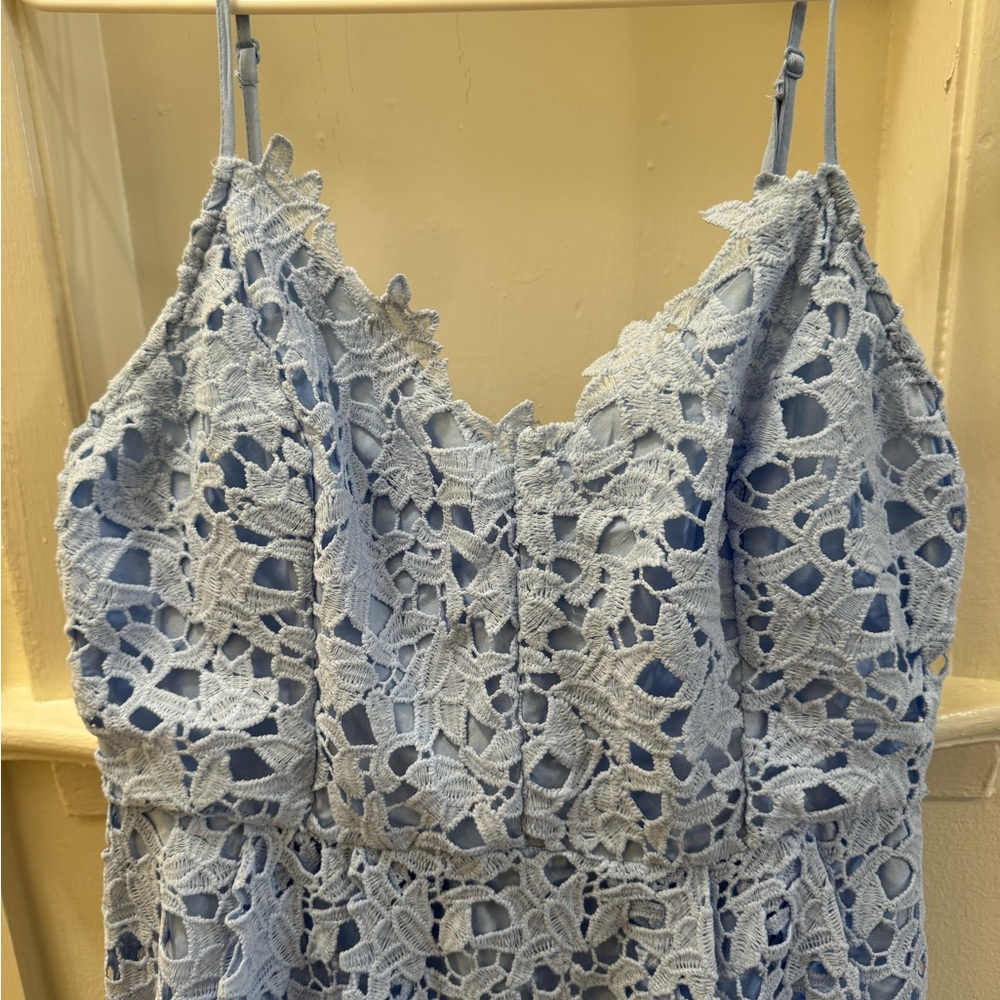 Astr Light Blue Lace Spaghetti Strap Dress
